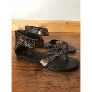 Candie’s Brown Sequined Sandals